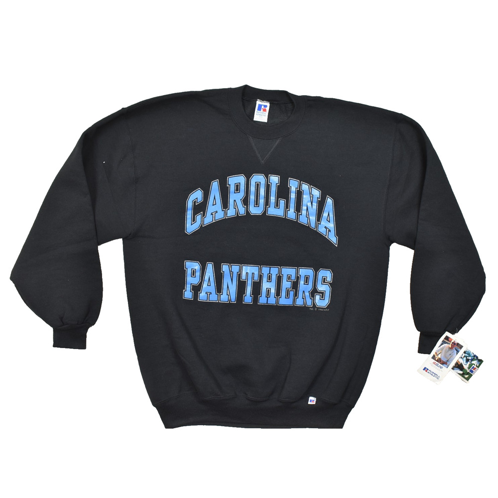 Russell Athletic Carolina Panthers Sweatshirt Vintage 90s NFL NWT Black XXL USA
